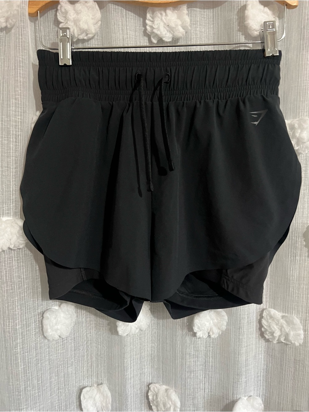 Gymshark Black Women's Layered Athletic Shorts with Drawstring